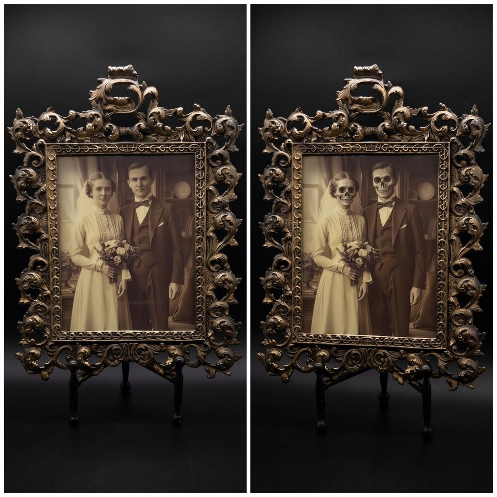 VTG 60s Heavy Metal Reliance Barbizon Frame 17x13 6lb Lenticular Skeleton Photo